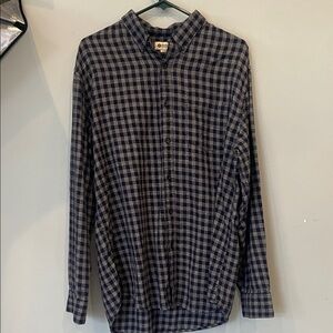 Navy Plaid Casual Shirt men’s button front large